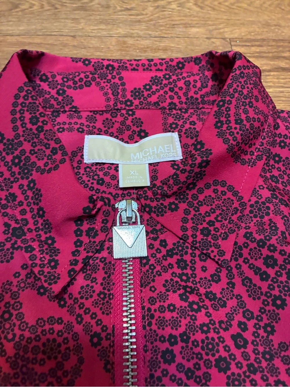 Michael Kors Paisley Zip Up Blouse Size XL NWT